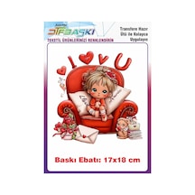 Sevimli Kız Çocuğu Ütü İle Yapışan Tişört Tekstil Baskı 3058