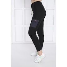 Kadın Spor Slimfit Slimfit Siyah Lastikli Paça Eşofman Altı-4052 Siyah
