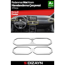 S-dizayn Renault Duster Krom Havalandırma Çerçevesi 3 Prç. 2024 Üzeri Mat Krom A+ Kalite