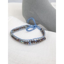 Glamglamour Çekoslavak Kristali Dokuma Kadın Halhal Mavi