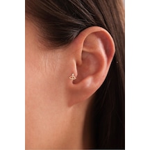 14 Ayar Altın Taşlı Yay Ok Tragus Küpe
