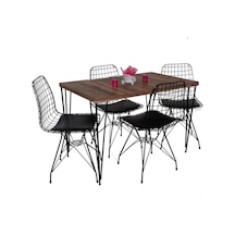 Avvio 60x120 Defne 4 Kişilik Yemek Masası Mutfak Masası Masa Sandalye Oval Kenar Ceviz