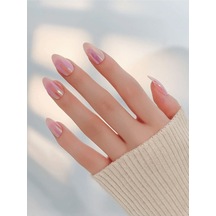 Sedefli Badem Takma Tırnak Seti 24 Adet - Pembe