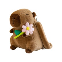 Xiyyadms Yumuşak Kapybara Plüþ Çanta - 35cm, Pilli Çiçekli Desen, Çocuklar İçin Seyahat/okul Çantası, Kol Çekiği İle