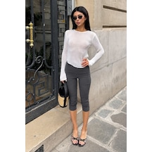 Madmext Füme Yüksek Bel Slim Fit Kapri Spor Tayt Mg2817