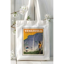 Art Hediye Venezuela Baskılı Bez Çanta Omuz Çantası Kişiye Özel Desen Çok Renkli
