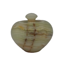 El Yapımı Oniks Doğal Taş Elma Model Şekerlik - 5 İnç Dekoratif