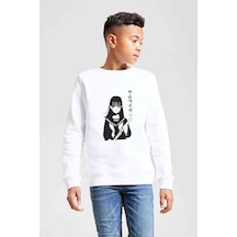 Tshirthane Wascbn Baskılı Unisex Çocuk Beyaz Sweatshirt Beyaz