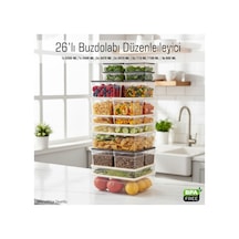 26'lı Buzdolabı Ve Derin Dondurucu Düzenleyici Saklama Kabı 6 Farklı Boy Mikrodalga Uyumlu Bpa Free Gri
