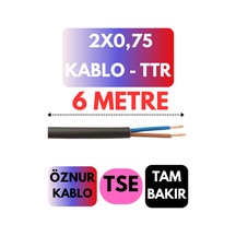 Öznur 2x0,75 Ttr Kablo Metre Seçenekli Siyah - 6 Metre