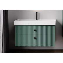 Denko Marsilya 100 Cm Beyoğlu Yeşil Banyo Dolabı Alt Modül Lavabo Antrasit