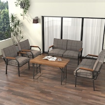 Mygusi Hayal Balkon Bahçe Cafe - Metal Kanepe Koltuk Takımı - 2+2+1+1+masali Cappucino