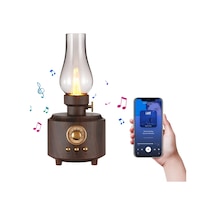 Geeksen Retro Şamdan Şeklinde Bluetooth Hoparlörlü Taşınabilir Led Lamba - C210 Ahşap Desen