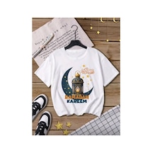 Stil-x Ramazan Bayramı Baskılı Kız Çocuk Tshirt, %100 Pamuklu Kumaş Beyaz