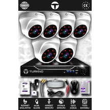 Turkno 6 Kameralı Domia 6 İç Kamera Set 2 TB HDD Full HD Gece Görüşlü Güvenlik Kamerası Sistemi