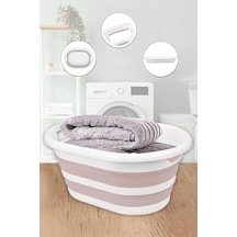 Coverest 38 Litre Katlanabilir Silikon Çamaşır Sepeti Akordiyon Katlanır Sele Yer Kaplamayan Taşınabilir Ergonomik Kulplu Dayanıklı Ve Hafif Depolama Sepeti Banyo Ve Ev Kullanımı Kirli Sepeti Açık Bej