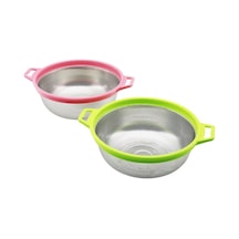24cm Renkli Plastik Çerçeve - Kulplu Çelik Sepet Metal Süzgeç Go-53-vice 01395 Çok renkli