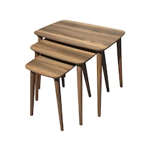 Avellino Mobilya 3lü Sehpa Mdf Ahşap Üçlü Zigon Sehpa Servis Sehpası Ahşap Ayaklı Sehpa Mdf Ceviz
