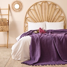 Soft Venna Çift Kişilik Yatak Örtüsü - Mor - 200x230 Cm Renkli