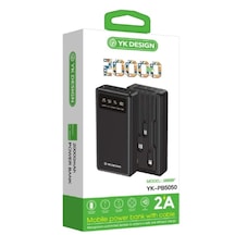 Yk Design Yk-pb5050 20000 Mah 4lü Kablolu Powerbank Siyah