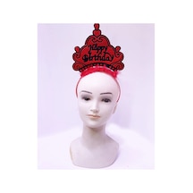 Happy Birthday Neon Kırmızı Renk Doğum Günü Tacı 24x15 Cm Çok Renkli