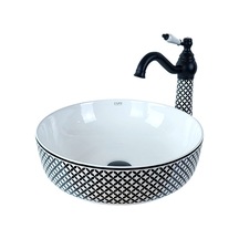 Geometrik Siyah Beyaz Tezgah Üstü Çanak Lavabo Renkli