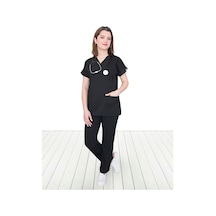 Siyah Unisex Model Cerrahi Lüks Üniforma Takım Siyah