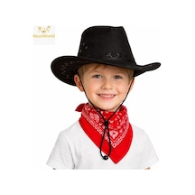 Nessiworld Çocuk Kovboy Şapka Siyah &amp Kırmızı Bandana Seti Çok Renkli