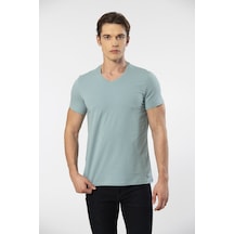 Cacharel Erkek V Yaka Likralı T-shirt 1332/yeşil1 Yeşil