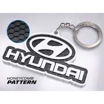 Markanıza Özel Petek Desenli Hyundaı Yazılı Logolu 3d Anahtarlık