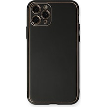 Apple Uyumlu iPhone 11 Pro Max Kılıf Coco Deri Silikon Kapak - Siyah Çok Renkli
