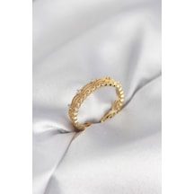 Gold Renk Motif Desenli Zirkon Taşlı Kadın Yüzük - Ebj260214w39739 Renkli
