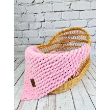 Pufy El Örgüsü Battaniye Acık Pembe El Örgüsü Bebek Battaniyesi Pembe