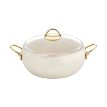 28 Cm Güveç Derin Tencere Gold Saplı - Krem