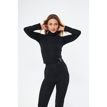 Lesa Wear Soft Touch Balıkçı Yaka Bluz Siyah Siyah