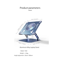 Ht-02 Metal Laptop Standı Yükseklik Ayarlı Fanlı Premium Serisi Notebook Tutucu Alüminyum Apple Uyumlu MacBook Yükseltici 10-17 İnch