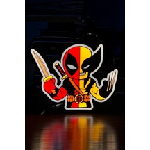Deadpool Ve Wolverine Tasarımlı Gece Lambası Çok Renkli