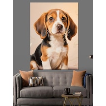 Ahşap Tablo Sevimli Beagle Köpek Portresi