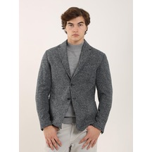 Dufy Lacivert Melanj Erkek Slim Fit Mono Yaka Ceket - 97205 Lacivert