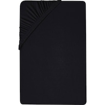 100 X 200 Cm Düz Pamuklu Tek Kişilik Lastikli Fitted Penye Çarşaf-siyah