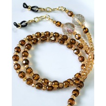 Gözlük Zinciri Gerçek Kristal Taşlı Thinblack Amber