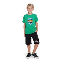 Fyk Kids Erkek Çocuk Yazlık Good Vibes Only Baskılı Alt-üst Takım Yeşil