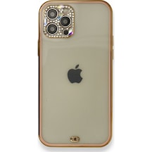 Newface - 817 - İphone 12 Pro Kılıf Liva Taşlı Silikon - Edntrend - - Pembe