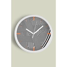 Soyut - Bohem - Geometrik Temalı Modern Duvar Saati - 42cm - Önü Camlı Beyaz Kasa - Sessiz Mekanizma-jh0499 Beyaz