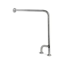 Aqua Bagno Mafsallı Basic Engelli Tutunma Barı 75x75 Cm Paslanmaz Çelik Zemin Destekli Banyo Barı Krom