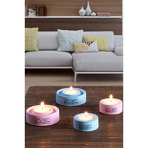 Holder | 4'Lü Set Mumluk | Tea Light Mumluk Seti | Pembe-Mavi