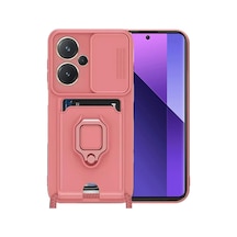 Xiaomi Redmi Note 13 Pro Plus Uyumlu Kılıf Zuma Kartvizitli Yüzüklü Silikon - Pembe