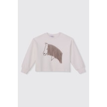 Panço Kız Çocuk Ekru-bej Sweatshirt 2521gk08072