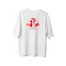 Defymoda 19 Mayıs Atatürk Temalı Gençlik Ve Spor Bayramı Bisiklet Yaka T-shirt - Beyaz