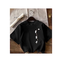 Herkesemoda Pandalar Baskı Detaylı Basic T-shirt Siyah